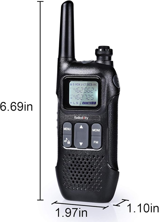 Radioddity FS-T1 FRS NOAA Two-Way Radio, Rechargeable Walkie Talkies, 22 CH, Earpiece, Flashlight, USB Charging, Perfect for Hiking Camping Security Team, 6 Pack