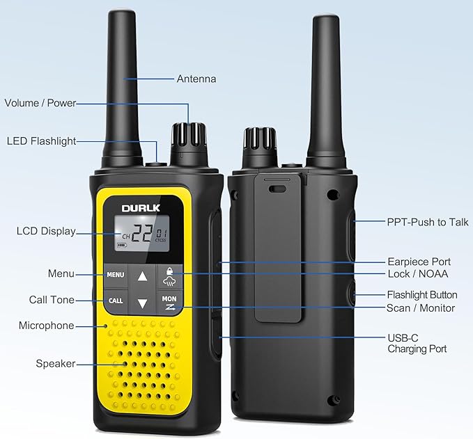 Walkie Talkies Long Range for Adults - Rechargeable Walkie Talkies Two Way Radios 22 FRS Channels, NOAA Weather Alerts, 1800mAh Li-ion Battery, LED Flashlight, VOX for Hiking Camping Cruise (4 Pack)