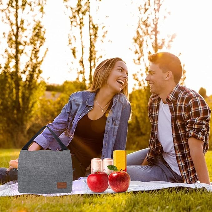 Aosbos Insulated Lunch Bag for Women, Men & Adults - Small Lunch Box, Leakproof Tote Cooler Box for Work/Office/Picnic,loncheras para mujer loncheras para hombres,Gray