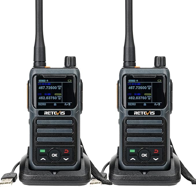 Retevis RB17P GMRS Handheld Radio,30 CH Long Range Walkie Talkie for Adults,SOS Siren,NOAA Weather Receiver Scan,2200mAh Rechargeable Two Way Radios for Off Road Camping Hiking (2 Pack)