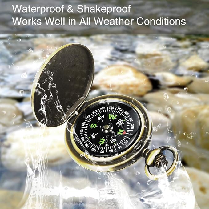 Multifunctional Zinc Alloy Classic Compass for Hiking, Camping, Motoring, Boating, Backpacking, Gift and Collection
