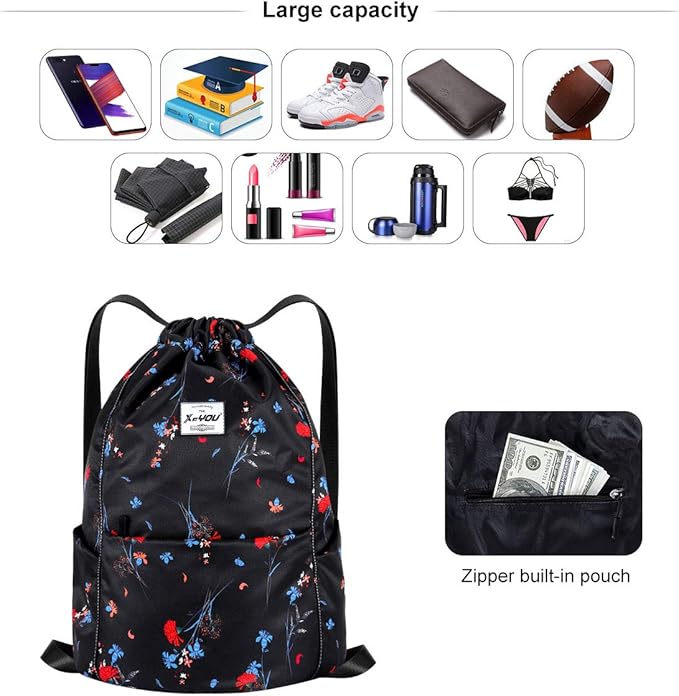XEYOU Drawstring Sports Backpack Lightweight Gym Yoga Sackpack Shoulder Rucksack Casual Outdoor Daypack for Women and Men