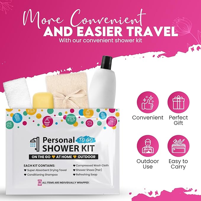 Compact Personal Shower Kit To-Go (Multi-Color) – Your Hygiene Companion for Travel, Gym, Camping | Shower on the Go | Shampoo, Soap, Towel. All in One (5)