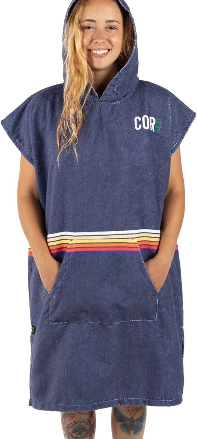 COR Surf Poncho Changing Towel Robe with Hood and Front Pocket | Thick Quick Dry Microfiber Wetsuit Poncho Towel for Surfing Beach Pool Swim (Medium - Knightrider)
