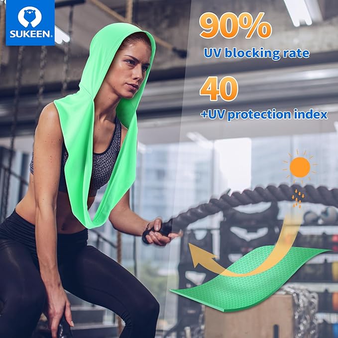 Cooling Hoodie Towel - Stay Cool & Comfortable - Versatile Neck Wrap Scarf & Head Towel - Soft & Lightweight Hoodie Towel - Perfect for Sports & Outdoor Activities