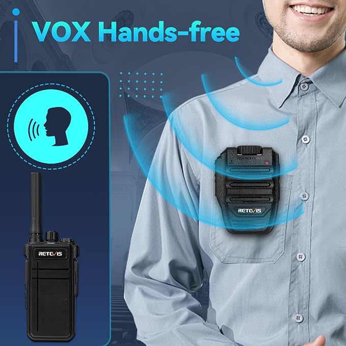 Retevis RB37 Bluetooth Walkie Talkies, Portable FRS Two-Way Radios for Adults, with Bluetooth Mic, Auto-Pair, VOX, Type-C, License Free Radios Walkie Talkie for Church Security, Camping,Hiking(2 Pack)