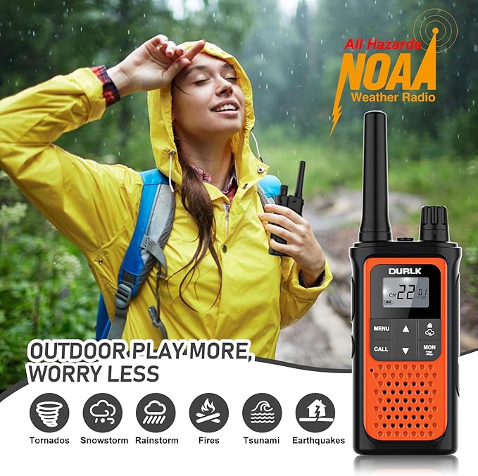 Walkie Talkies Long Range for Adults - Rechargeable Walkie Talkies Two Way Radios 22 FRS Channels, NOAA Weather Alerts, 1800mAh Li-ion Battery, LED Flashlight, VOX for Hiking Camping Cruise (4 Pack)