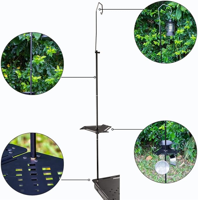 SoloWilder Camping Lamp Rack Aluminum Hanging Lantern Holder BlackBee Detachable Lightweight Stand
