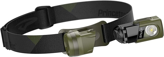 Princeton Tec Snap Headlamp with Dimmable 300 Lumens Maxbright White LEDs, IPX4 Water Resistance and 155 Hour Burn Time, Essential for Hiking, Camping, Hunting, and Safety Preparedness, Green