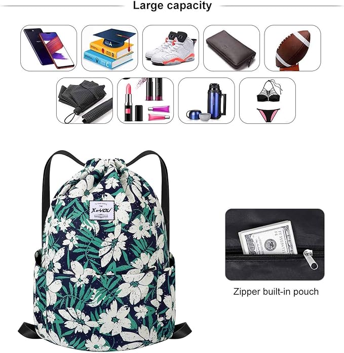 XEYOU Drawstring Sports Backpack Lightweight Gym Yoga Sackpack Shoulder Rucksack Casual Outdoor Daypack for Women and Men