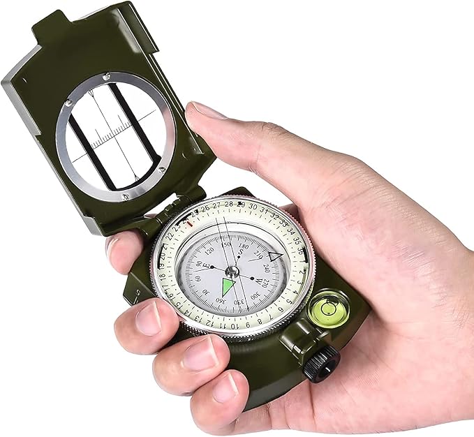 Military Compass, Hiking Compass for Survival with Lensatic Sighting, Luminous Navigation Compass Waterproof for Backpacking Orienteering Camping