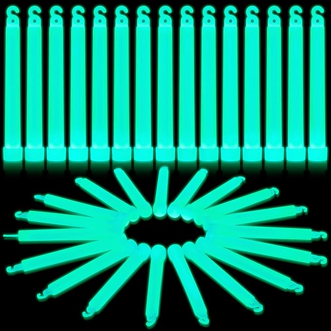 Shappy 30 Pcs 6 Inch Glow Sticks with 12 Hour Duration Bright Emergency Light Sticks for Camping Hiking Activities Glowsticks for Party Bulk Accessories