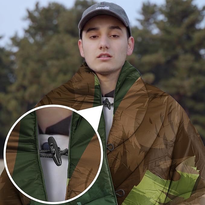 Outdoor Puffy Camping Blanket, Lightweight Windproof Warm Stadium Blanket, Packable Travel Camping Quilt for Cold Weather, Hiking, Backpacking, Sleeping, Hammock, Adventure 78"x 56"
