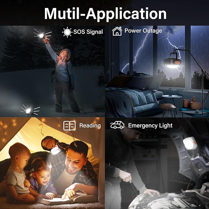 Rechargeable Camping Lights FLY2SKY 4 Pcs Tent Lights Mini Flashlight Portable LED Camping Lantern Survival Gear Camping Accessories for Hiking Backpacking Fishing Hurricane Emergency Outage