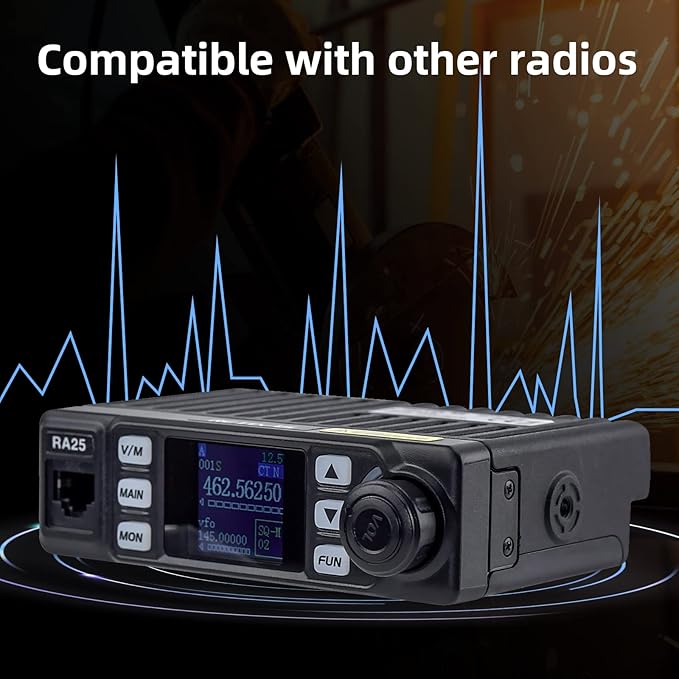 Retevis RA25 Dual Band Mobile Radio, Long Range Mini Mobile Car Transceiver, 500 Channels DTMF LCD Display, 2m 70cm Mobile Two Way Radio Mobile Car Radio for Vehicle Truck Traveling(1 Pack)