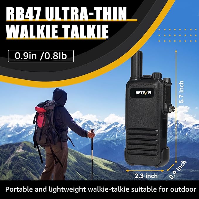Retevis RB47 Waterproof Walkie Talkies for Adults,Easy Pairing,Rugged Two Way Radio,Hands Free,SOS Alarm,Rechargeable 2 Way Radio for Camping (1 Pack)