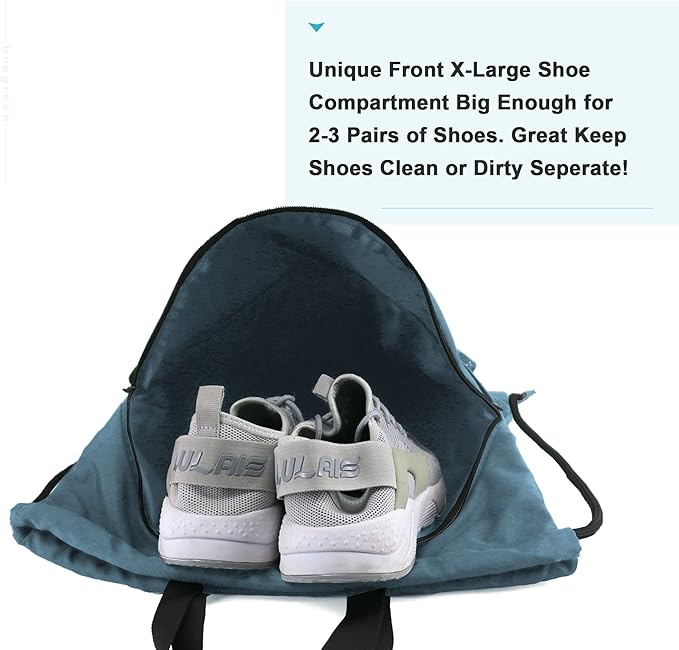 BeeGreen Drawstring Backpack Bag with Shoe Compartment, X-Large Black Gym Sports String Cinch Backpack