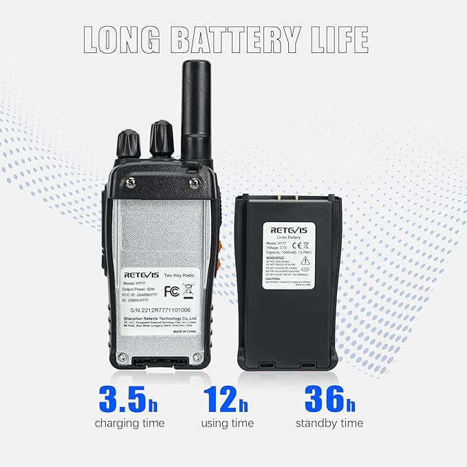 Retevis H-777 2 Way Radios, Walkie Talkies for Adults, Rechargeable Long Range Two Way Radio, Shock Resistant, Short Antenna for Business Education(10 Pack)