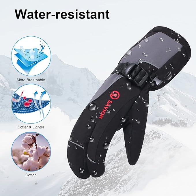 SAVIOR HEAT Heated Mittens Gloves Men Women, Flexible Crab Finger Rechargeable Battery Ski Mitten for Winter Snow Skating Camping Hunting Hiking Motorcycle