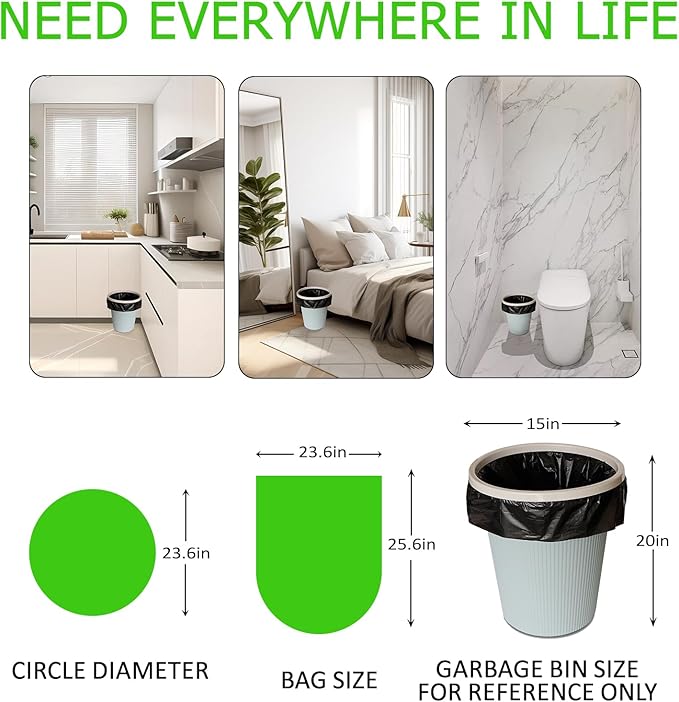 Portable Toilet Bags 8 Gallon Trash Bag,Poop Bags for Dogs Biodegradable,5 Gallon Bucket,Lightweight & Sturdy Pet Waste Bags,Garbage Bags Refill Rolls for Outdoor Camping,Travel(Black)