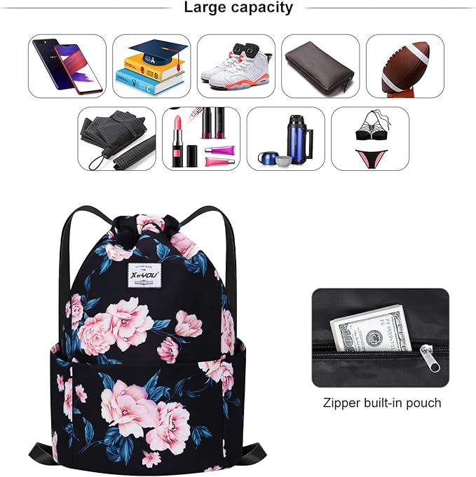 XEYOU Drawstring Sports Backpack Lightweight Gym Yoga Sackpack Shoulder Rucksack Casual Outdoor Daypack for Women and Men