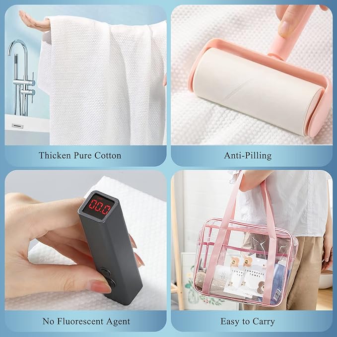 GXF 3 Packs Compressed Bath Towel Tablets, 56'' x 28'' Pure Cotton Portable Disposable Hypoallergenic Dehydrated Expandable Compact Compressed Towels Washcloths for Camping Swimming Traveling Hiking