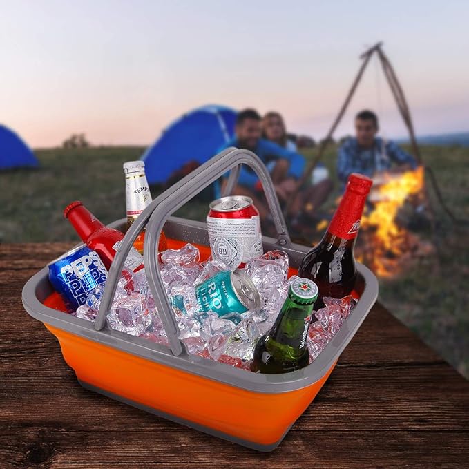 Tiawudi 2 Pack Collapsible Sink with 2.25 Gal / 8.5L Each Wash Basin for Washing Dishes, Camping, Hiking and Home