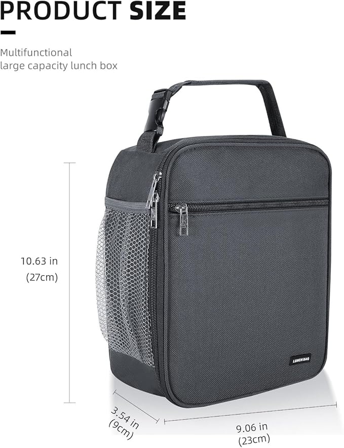 Lunch box Lunch bag for men women Insulated Lunchbox Lunch bags for Work Picnic Travel (Grey)