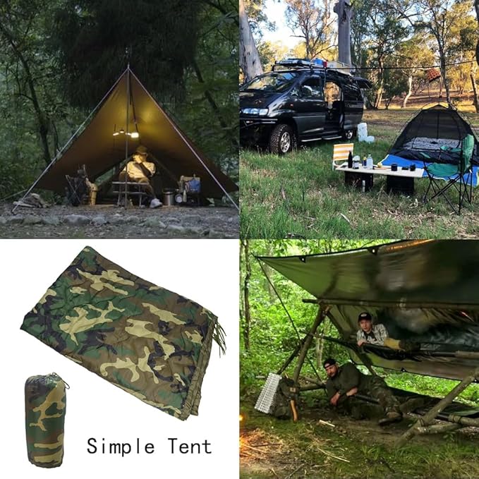 Military Woobie Blanket Thermal Insulated Poncho Liner Camping with Drawstring Carry Bag Waterproof for Outdoor Hiking