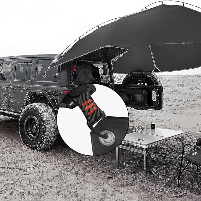 Suction Cups Hooks,Heavy Duty 2 Pieces with Rotatable Hooks Tie Down Suction Cup Camper Accessories with Viscous Silicone Strong Power for Car Boat Awning Camping Trap.(2 pcs Black)