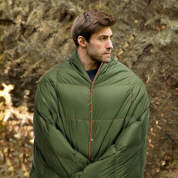 Down Camping Blanket - Camp Blanket, Lightweight, Packable, Puffy, Wearable, Water Resistant, Backpacking Quilt for Outdoor Camping, Travel and Hiking