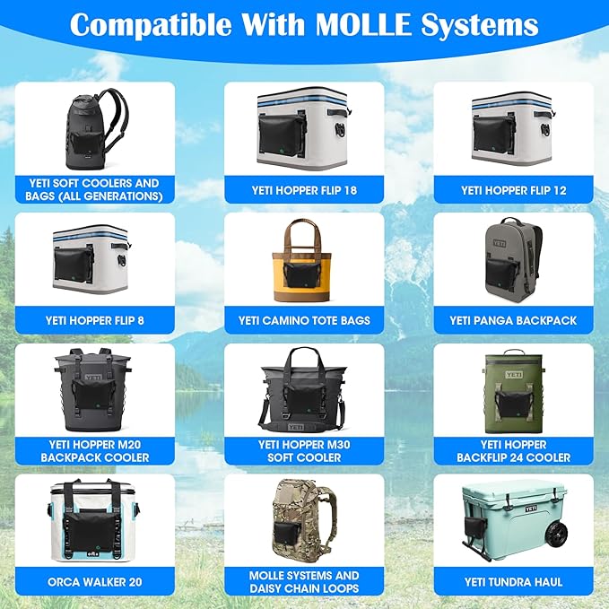 MOLLE Waterproof Dry Bag Compatible with YETI Bags, 3L Capacity Roll Top Dry Storage Bag Keeps Items Dry for Kayaking, Boating, Camping, Hiking, Fishing, Black