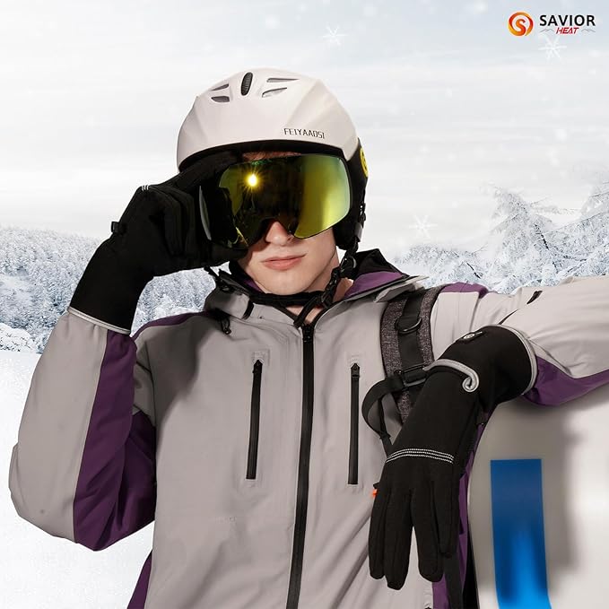 SAVIOR HEAT Heated Liners Gloves for Men Women, Electric Rechargeable Battery Thermal Thin Gloves for Winter Skiing Typing Driving Riding Cycling Hiking