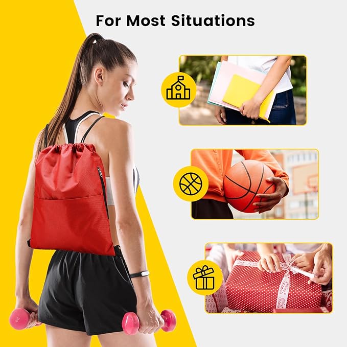 Vorspack Drawstring Backpack Water Resistant String Bag Sports Sackpack Gym Sack with Side Pocket for Men Women