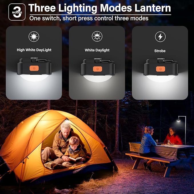 Rechargeable Camping Lights FLY2SKY 4 Pcs Tent Lights Mini Flashlight Portable LED Camping Lantern Survival Gear Camping Accessories for Hiking Backpacking Fishing Hurricane Emergency Outage