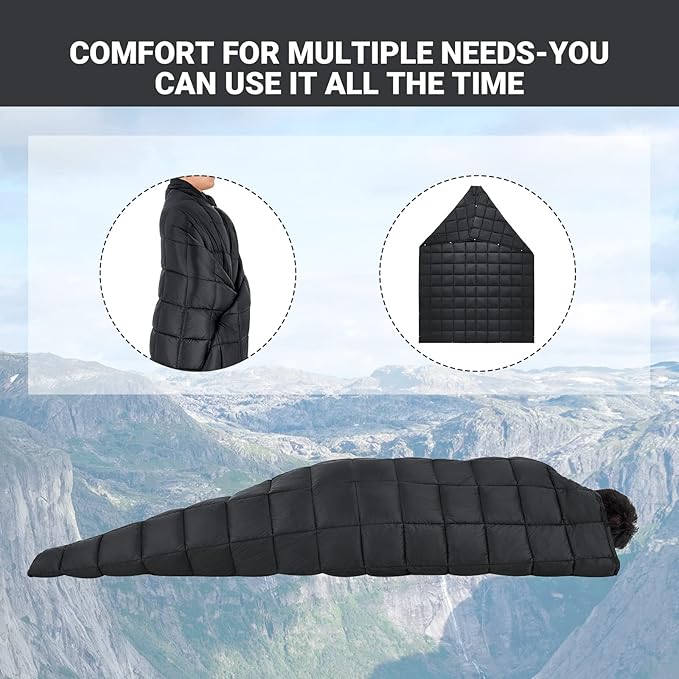 KingCamp Camping Blanket Lightweight, Multifunctional Warm Puffy Outdoor Blanket with Snap Button, Water Repellent, Packable, for Travel, Airplane, Hiking, Picnic