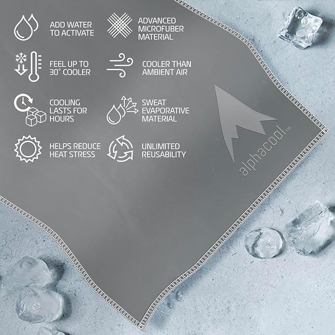 Microfiber Cooling Towels for Neck and Face – Soft Breathable Microfiber Towel for Hot Weather, Outdoor Sports, Running, Gym, Camping, Travel, Yoga – 32” x 13” Grey