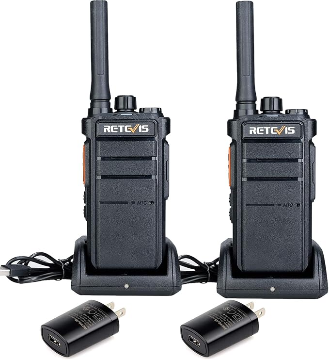Retevis RB26 Walkie Talkies Long Range, Extended Range Two-Way Radios, Repeater Compatible, 2000mAh Rechargeable Battery, USB-C Charging, Flashlight, Compact Size, for Camping,Hiking(2 Pack)