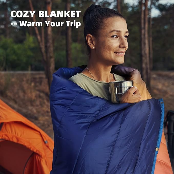 Outdoor Puffy Camping Blanket, Lightweight Windproof Warm Stadium Blanket, Packable Travel Camping Quilt for Cold Weather, Hiking, Backpacking, Sleeping, Hammock, Adventure 78"x 56"