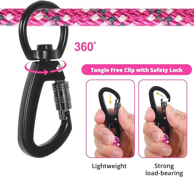 Dog Tie Out Cable for Camping - 70ft Dog Lead Dog Runner for Yard - Portable Dog Trolley System for Large Small Dogs Outside Pink