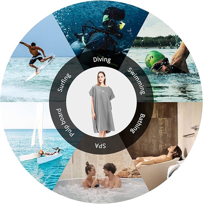 Microfiber Surf Poncho with Hooded,Changing Towel Quick Dry Change Robe Wetsuit Beach Towel One Size Fit All