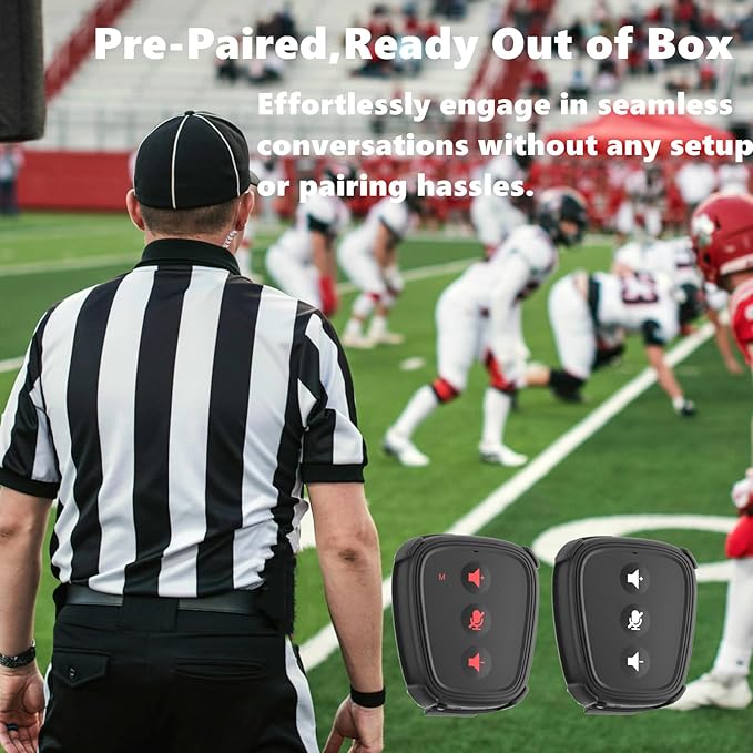 Came-TV Action Communicator 2-Pack Dect Full Duplex Wireless Intercom System with Pre-paired Hands-Free 3.5mm Audio Port for Referee Communication,Film Production,Camping or Boating