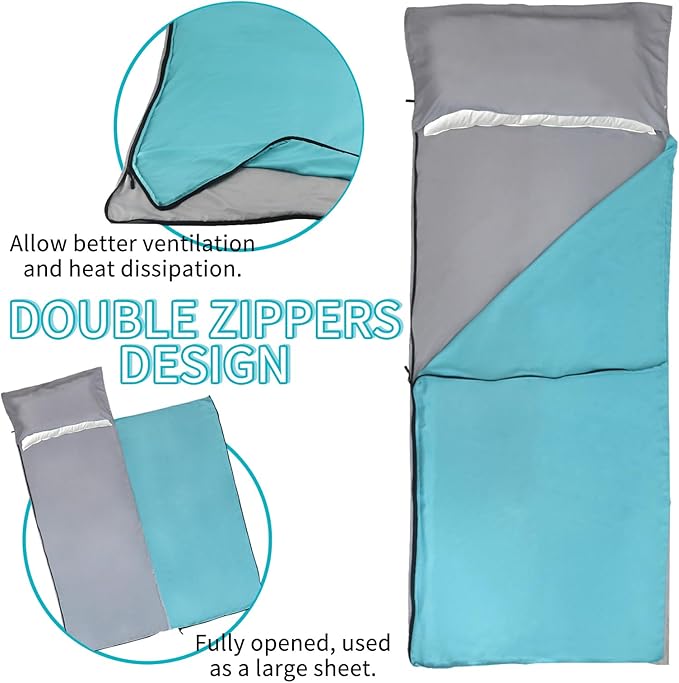 NewDoar Sleeping Bag Liner 215 * 85cm Portable Lightweight Travel Sheet with Pillow Slot Ultralight Soft Camping Sleeping Bag Liner Pongee Fabric for Camping Hiking Backpacking Hotels Hostels