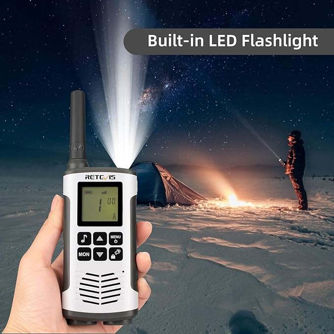 Retevis RT45 Long Range Walkie Talkies, Walkie Talkie for Adults, 22 Channels NOAA Flashlight VOX, Rechargeable Two Way Radio, Portable FRS 2 Way Radios with Battery for Hiking Camping Trip(White 4Ps)