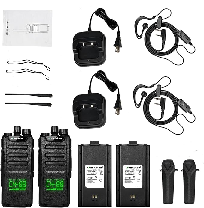 Q10 walkie talkies for Adults Long Range, 99 Channel GMRS 5W Two Way radios with one-Key Alarm, one-Key Frequency Scrambling, LED Digital Display, VOX, TOT(2 Pack)