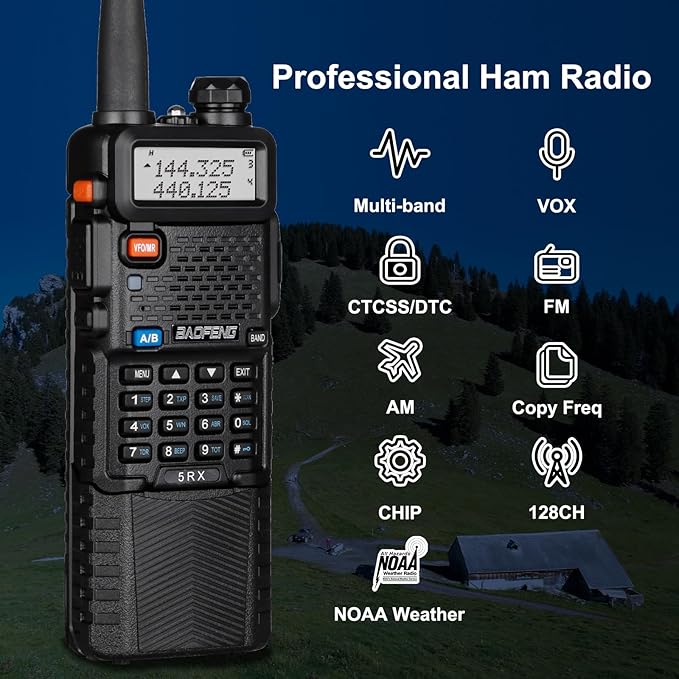 BAOFENG UV-5RX (Upgraded of UV-5R) Multi-Band Ham Radio, 136-174/400-520Mhz Receiving, Two Way Radio with 805s Antenna & 771 Antenna (2 Pack)