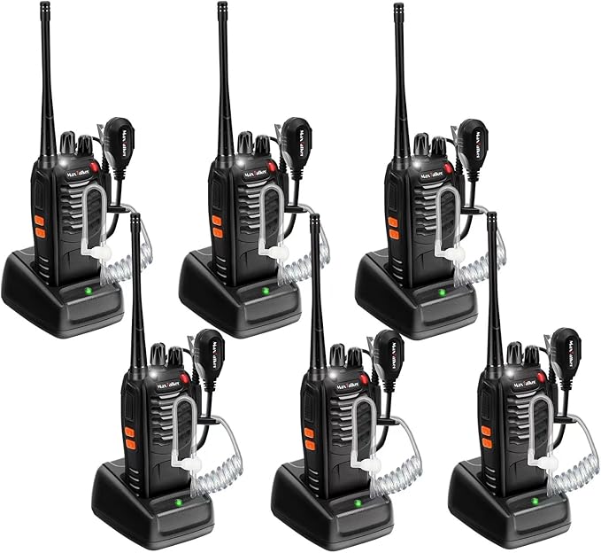 Walkie-Talkies Long Range 2-Way Radios: MaxTalker Rechargeable Walkie Talkies for Adults, Walkie Talkie Earpiece with Mic, Walky Talky with VOX Flashlight and Charger for Home and Outdoor(6 Pack)