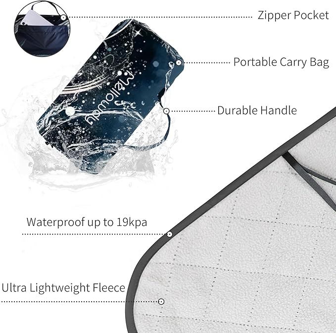 Mellowdy Companion Outdoor Printing Blanket - Waterproof, Wind-Resistant, Warm, Utility Blanket for Camping, Picnic, Stadium, Beach, Gameday, Travel, Foldable with Carrying Bag(Skier Painting,55x80)