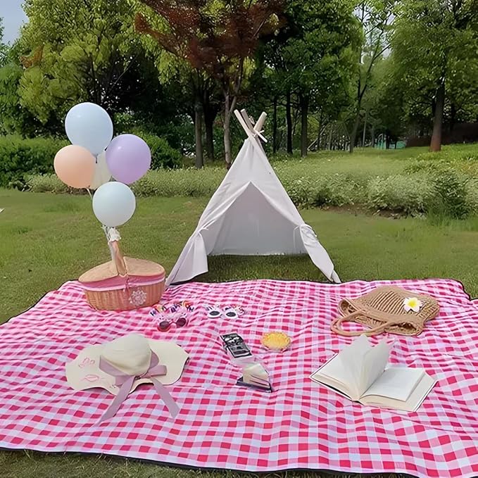 Oversized Beach Blanket Waterproof Sandproof Outdoor Foldable Picnic Mat Sand Free Blanket Big Beach Mat for Outdoor Camping Hiking Grass Park Festival Lawn Patio 200*200CM Red Large Beach Blanket