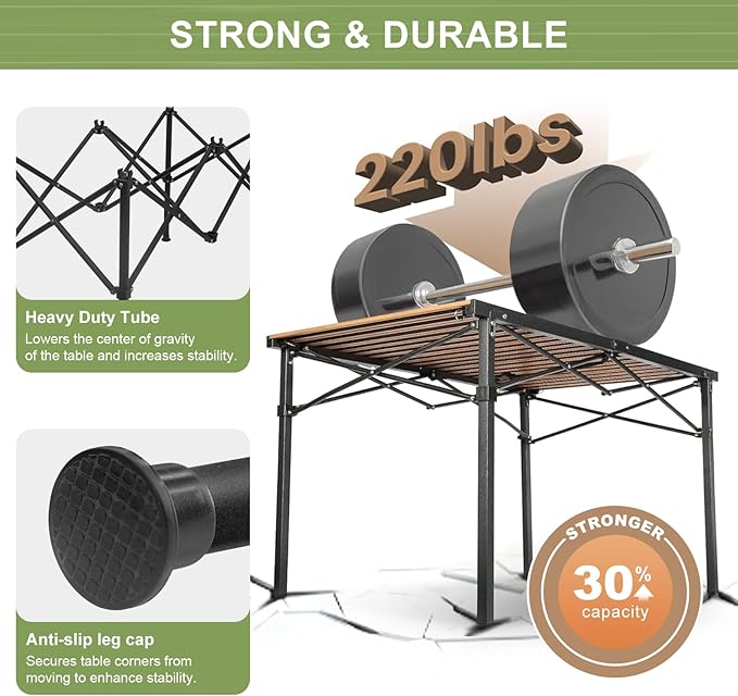 Folding Camping Tables that Fold Up Lightweight,Aluminum Roll Up Camping Table for 4-6 Person Camp Table with Large Storage and Carrying Bag for Outdoor, Picnic, Backyards, BBQ, Beach, 220 Lbs